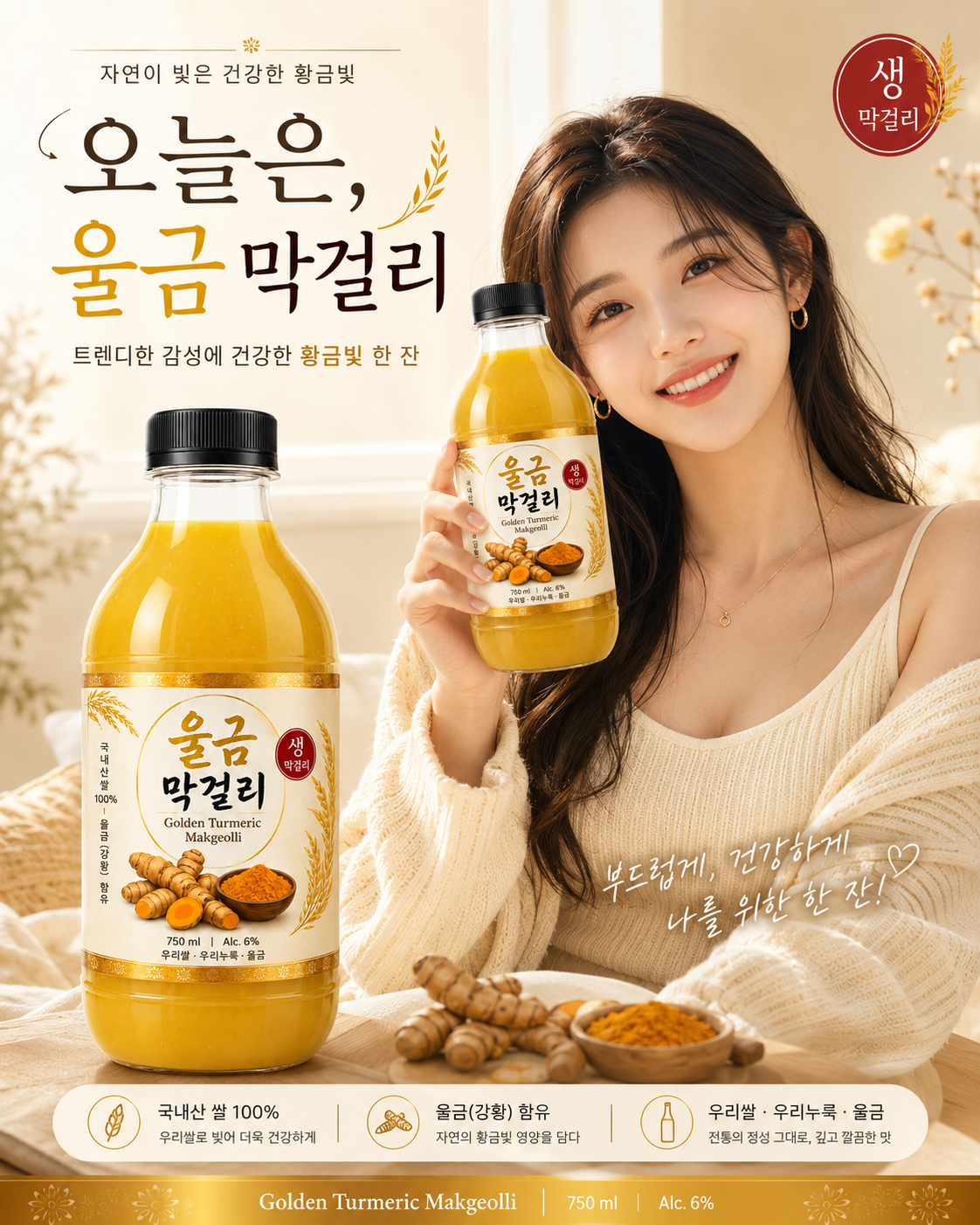 오늘은 울금막걸리 제품 홍보 이미지